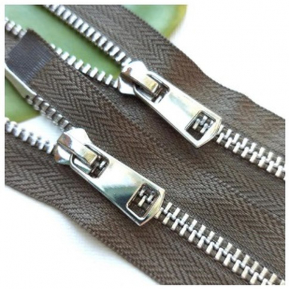 Молния металл №5СТ никель два замка 85см цв.D565 хаки
