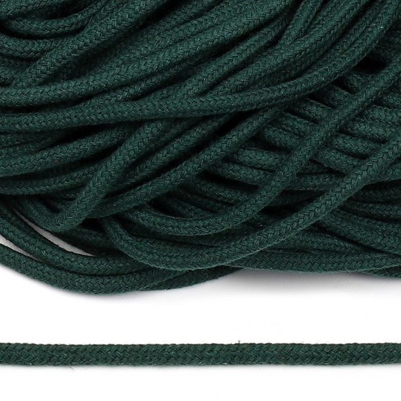 Шнур круглый х/б 05мм с наполнителем TW цв.019 т.зеленый уп.100 м