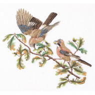 63020_Набор для вышивания "Сойки", канва лён 36 ct
