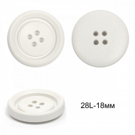 Пуговицы пластиковые TBY 8960A цв.1 белый 28L-18мм, 4 прокола,36шт