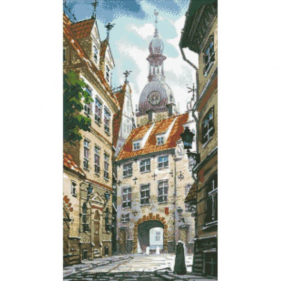 Набор Паутинка для изготовления картины со стразами арт.М414 Рижская улочка 40х72 см