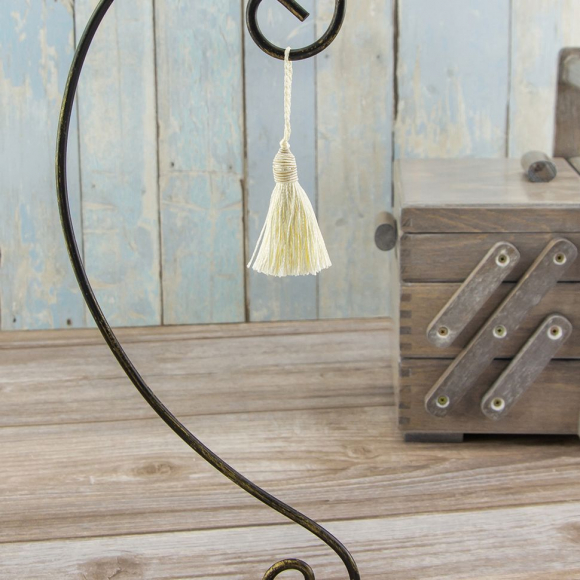 183416_Кисть декоративная на шнуре, длина 60 мм, цвет кремовый