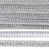 Тесьма TBY Шанель плетеная шир.12мм 0384-0016 цв.серебро уп.18,28м