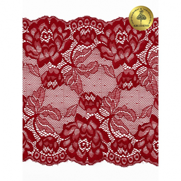 Кружево-стрейч KRUZHEVO арт.TBY.L838 шир.180мм цв.101 темно-красный уп.25м
