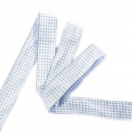 Лента тканевая с рисунком Клетка арт.TBY.LDTK2406 шир.25мм цв.серо-голубой/белый уп.20м