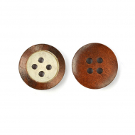 Пуговицы деревянные TBY BT.WD.634 цв.коричневый/белый 28L-18мм, 4 прокола, 20 шт