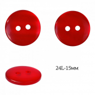 Пуговицы пластик арт.TBY.377.15.PR цв.красный перламутр, 24L-15мм, 2 прокола, 200шт