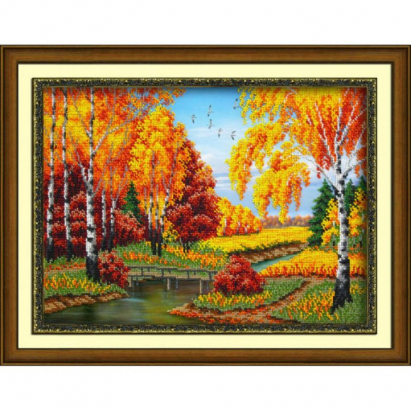 Набор для вышивания бисером ПАУТИНКА арт.Б-1435 Золотая осень 28х38 см Набор для вышивания бисером ПАУТИНКА арт.Б-1435 Золотая осень 28х38 см