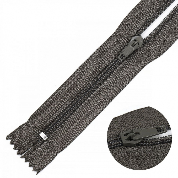 Молния MaxZipper брючная №4 замок полуавтомат, 20см н/р цв.S399 т.серый уп.100шт