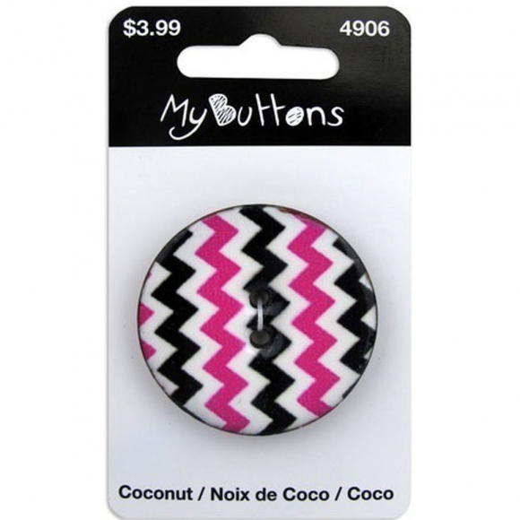 Пуговица My Buttons - Coconut "Pink & Black Chevron"