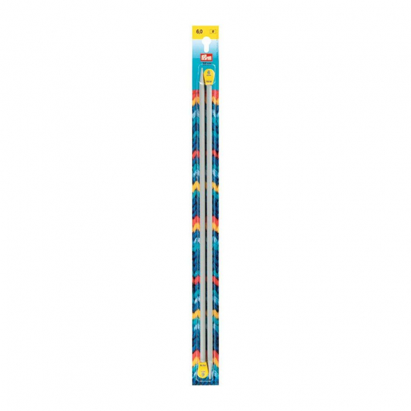 191469 PRYM Спицы прямые для вязания с наконечниками 35см 6мм алюминий уп.2шт