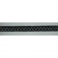 Мерсеризованное хлопковое кружево, 20 мм, цвет черный