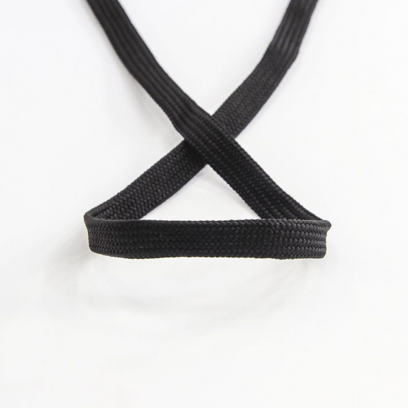 Шнур PEGA плоский, полиэстровый, цвет черный, 10 мм