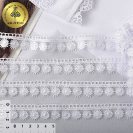 Кружево гипюр KRUZHEVO арт.TR.8GB0730 шир.20мм цв.01 белый, уп.9м