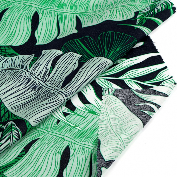 Ткань Штапель 90 г/м? 100% вискоза шир.145 см арт.TBY.Vi.pr.E791.2 цв.02 черный рул.25м