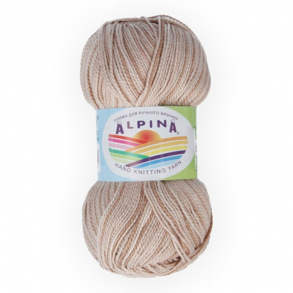Пряжа ALPINA HOLLY MELANGE (100% мерсеризованный хлопок) 10х50г/200м цв.10 бежевый/т.бежевый