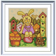 Рисунок на ткани (Бисер) КОНЁК арт. 1345 Пасхальный кролик 1 25х25 см