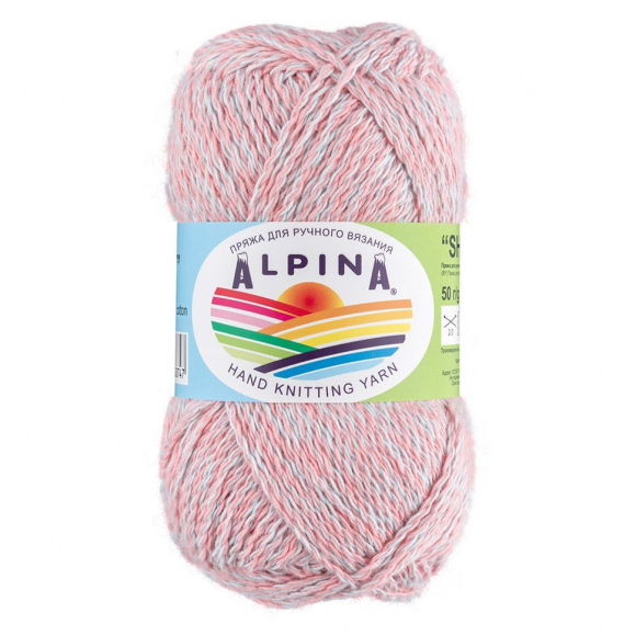 Пряжа ALPINA SHEBBY (100% хлопок) 10х50г/150м цв.08 коралловый-голубой