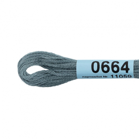 Нитки для вышивания Gamma мулине (0207-0819) 100% хлопок 24 x 8 м цв.0664 серый