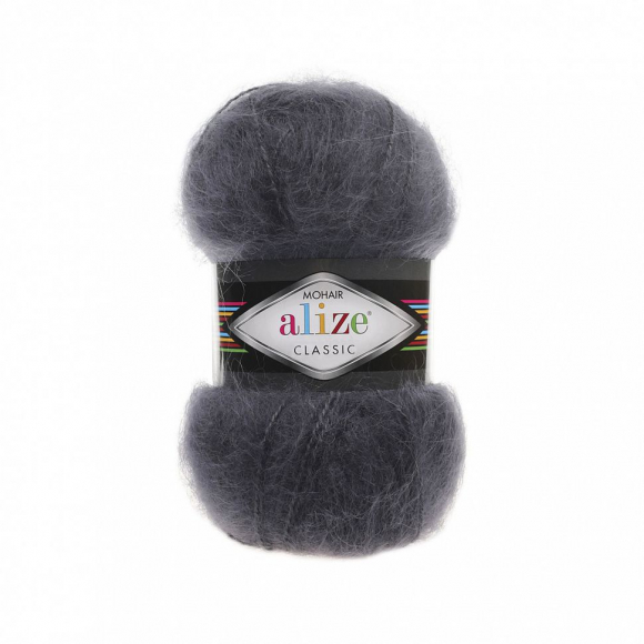 Пряжа для вязания Ализе Mohair classic (25% мохер, 24% шерсть, 51% акрил) 5х100г/200м цв.053 т.серый
