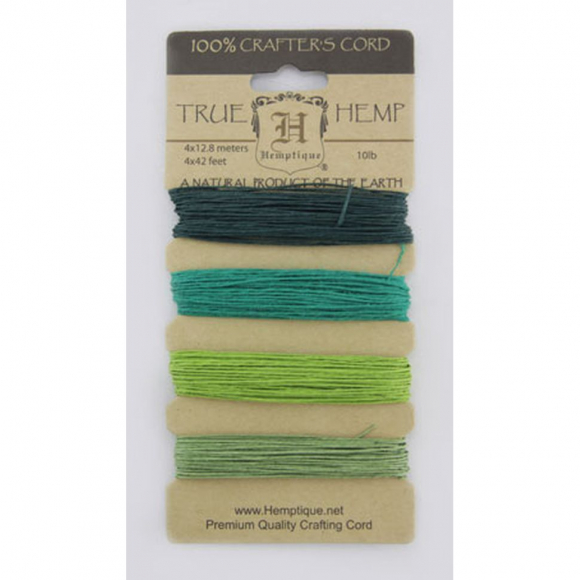 Шнуры на блистере HEMPTIQUE #10 - 0,5 мм, 4 цвета по 12,8 м