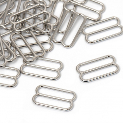 Пряжка регулятор для бюстгальтера металл TBY-815 15мм цв.никель, уп.1000шт