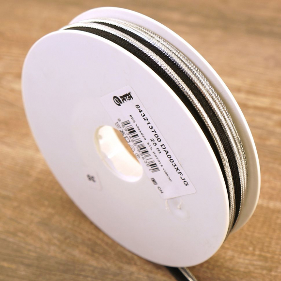 9399_Кант декоративный, 2,5 мм, цвет черный с серебристым люрексом