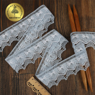 Кружево из мерсеризованного хлопка KRUZHEVO 37мм арт.TR.K-10034 цв.голубой+белый, уп.3м