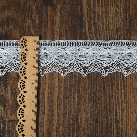 Кружево из мерсеризованного хлопка KRUZHEVO 37мм арт.TR.K-10034 цв.голубой+белый, уп.3м Кружево из мерсеризованного хлопка KRUZHEVO 37мм арт.TR.K-10034 цв.голубой+белый, уп.3м