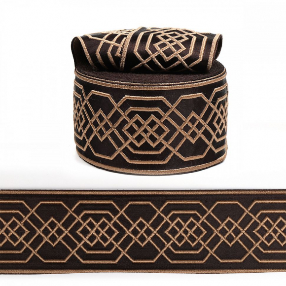 Лента отделочная жаккардовая арт.TBY.2703-80 шир.80 мм цв.07 коричневый уп.24,3 м