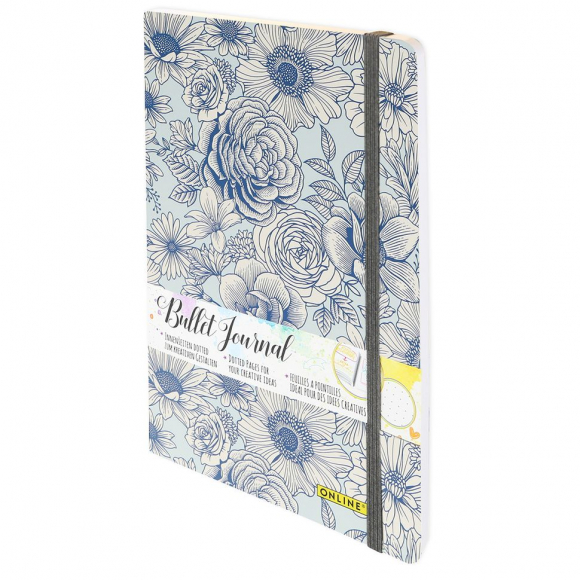 189691_Скетчбук "Bullet Journal" с разметкой, размер А5, 72 листа, 120г/м2, дизайн обложки "Flowers"