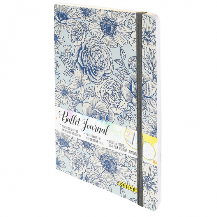 189691_Скетчбук "Bullet Journal" с разметкой, размер А5, 72 листа, 120г/м2, дизайн обложки "Flowers"