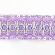 Тесьма с пайетками TBY арт.TH182 шир.38мм цв.045 сиреневый уп.18,28м