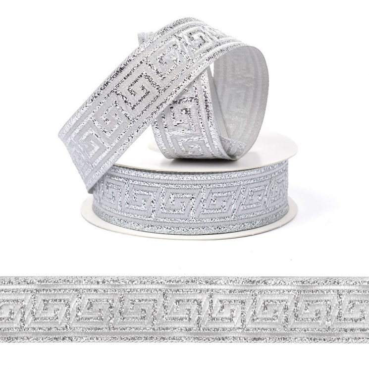 Лента (тесьма) жаккардовая арт.VB.101222 шир. 22мм цв.серебро уп.10 м