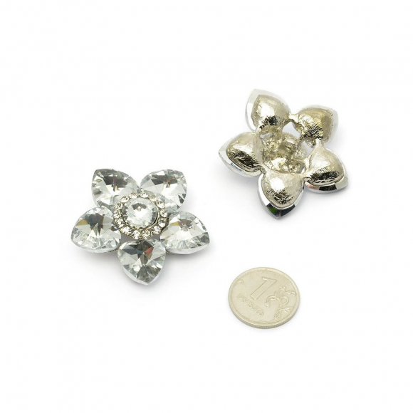 Украшение со стразами арт.ТД.К1244.НИК.БС 38мм цв.никель/белые стразы