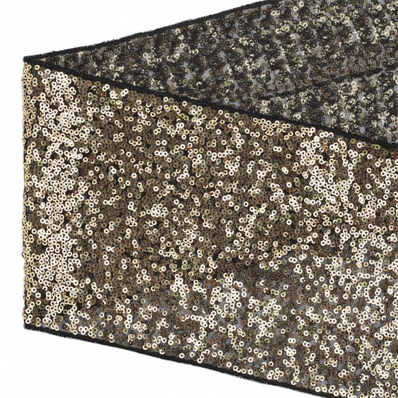 Тесьма с пайетками TBY на сетке арт. TDF15011 шир.150мм цв.черный+золото уп.13,7м