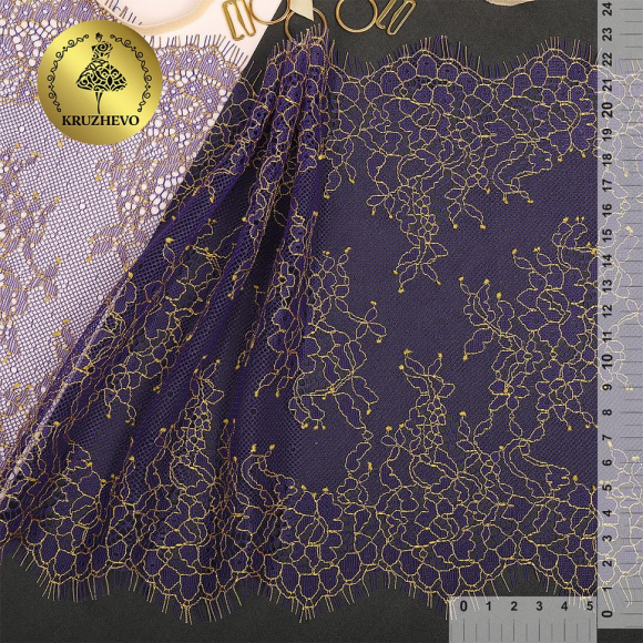 Кружево реснички KRUZHEVO арт.TBY 75224 шир.230мм цв.темно-синий уп.3м