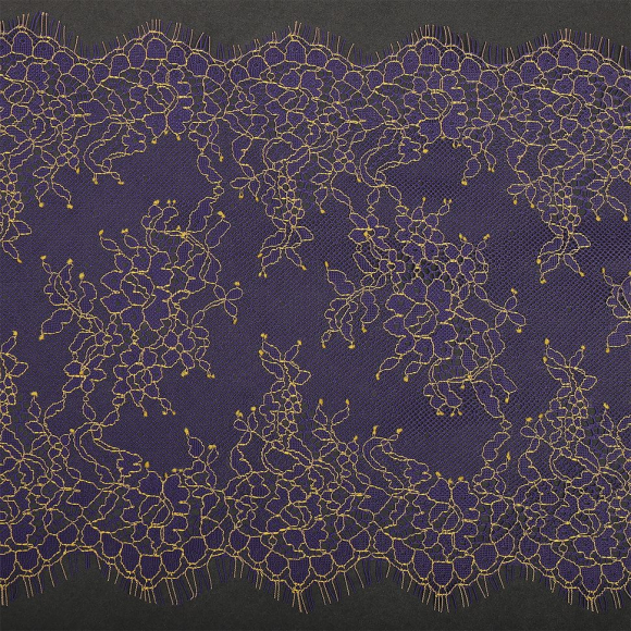 Кружево реснички KRUZHEVO арт.TBY 75224 шир.230мм цв.темно-синий уп.3м