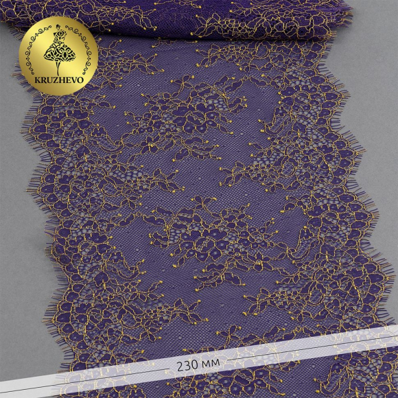 Кружево реснички KRUZHEVO арт.TBY 75224 шир.230мм цв.темно-синий уп.3м