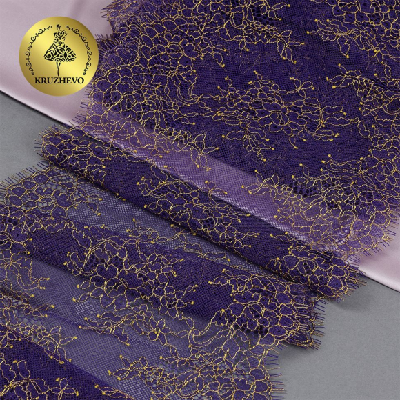 Кружево реснички KRUZHEVO арт.TBY 75224 шир.230мм цв.темно-синий уп.3м