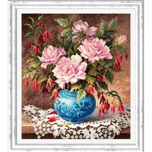 Набор для вышивания ЧУДЕСНАЯ ИГЛА арт.40-75 Розы и фуксии 31х35 см