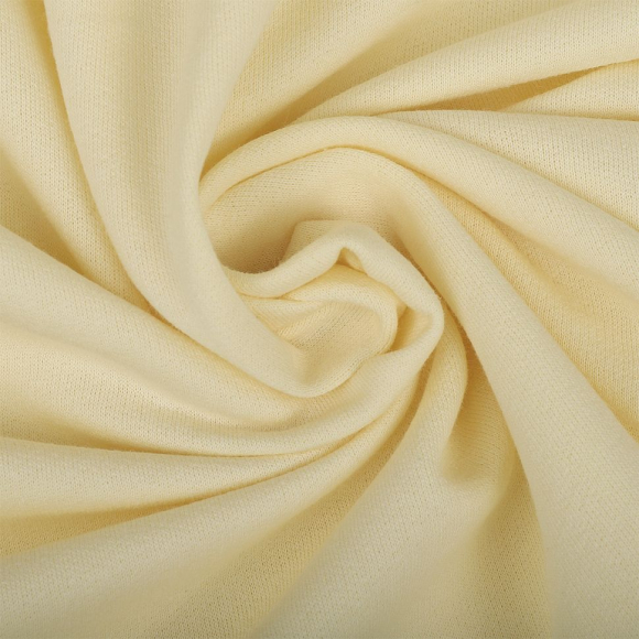 Ткань трикотаж Футер 2х нитка начес с лайкрой 190г опененд 100+100см ваниль 11-0616 пач.45-70м Ткань трикотаж Футер 2х нитка начес с лайкрой 190г опененд 100+100см ваниль 11-0616 пач.45-70м