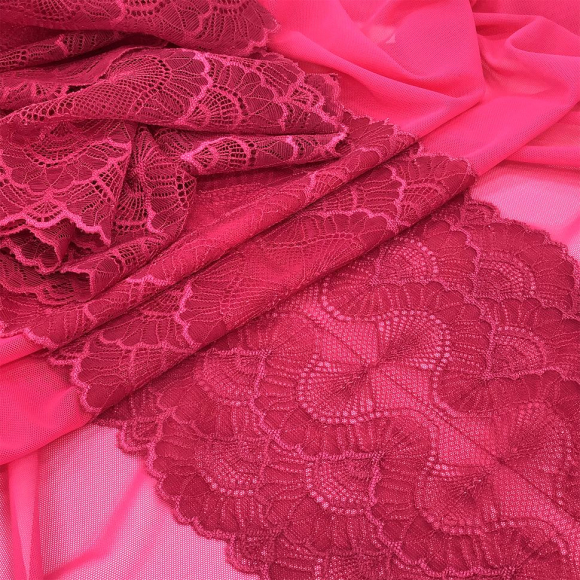 Кружево-стрейч KRUZHEVO арт.TBY.8034 шир.195мм цв.S261 лесная ягода уп.10м