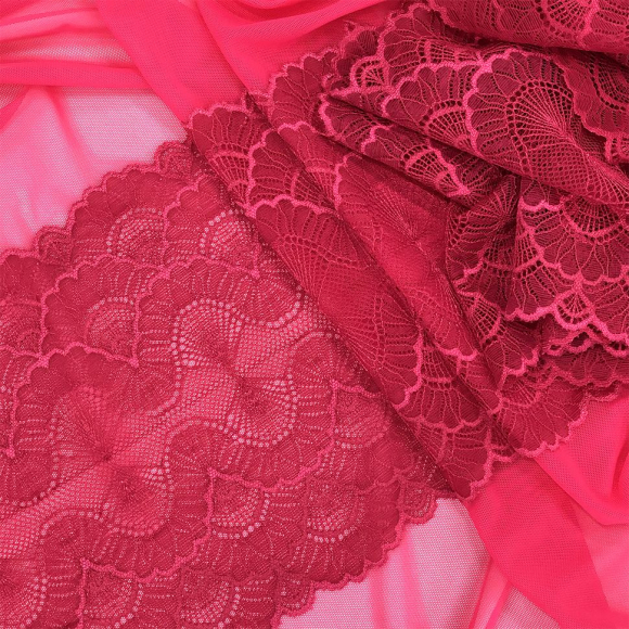 Кружево-стрейч KRUZHEVO арт.TBY.8034 шир.195мм цв.S261 лесная ягода уп.10м