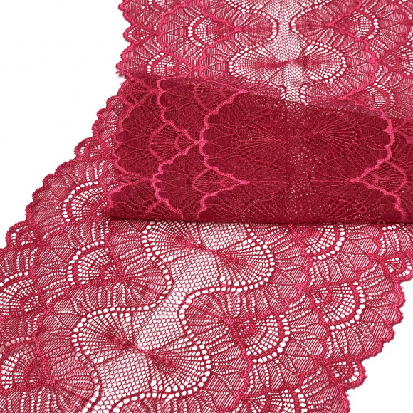 Кружево-стрейч KRUZHEVO арт.TBY.8034 шир.195мм цв.S261 лесная ягода уп.10м