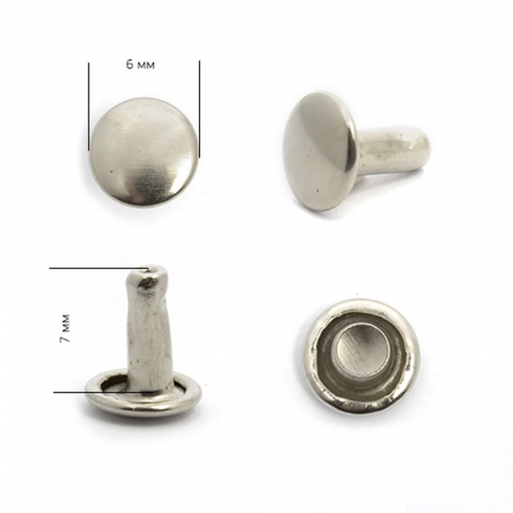 Хольнитены двухсторонние сталь New Star №0 6х6 (7,9мм) цв. никель уп. 500шт