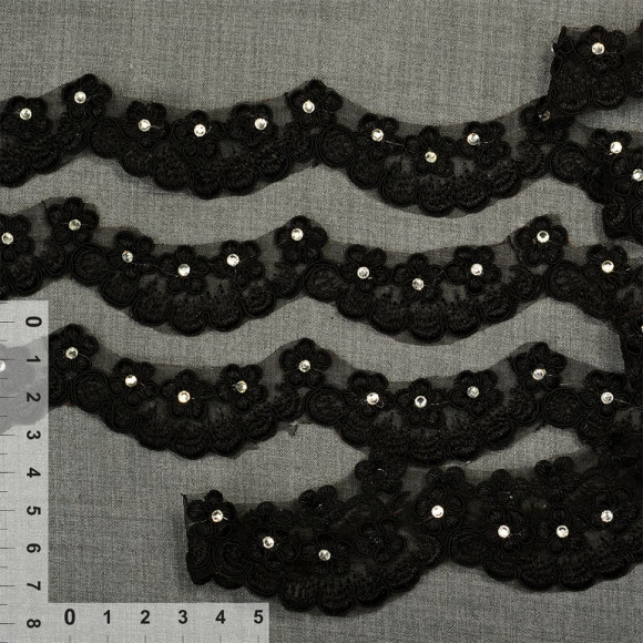 Кружево премиум арт.TBY E064A шир.30мм цв.черный уп.9,14м