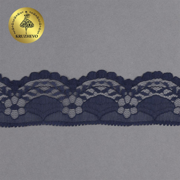 Кружево-трикотаж KRUZHEVO арт.TBY 1661 шир.40мм цв.04 т.синий, уп.27,4м