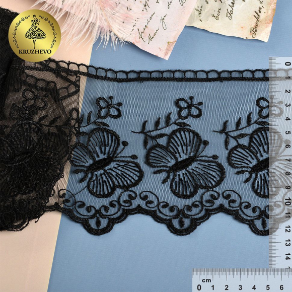 Кружево на жесткой сетке Exclusive арт.TBY 3BS228W1 шир.120мм цв.06 черный уп.13,71м Кружево на жесткой сетке Exclusive арт.TBY 3BS228W1 шир.120мм цв.06 черный уп.13,71м