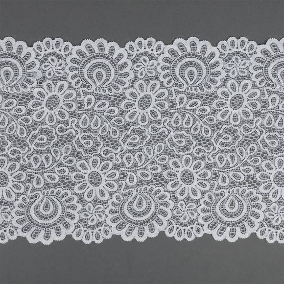 Кружево-стрейч KRUZHEVO арт.TBY.YSTL00839 шир.205мм цв.004 сумрачно-белый уп.25м